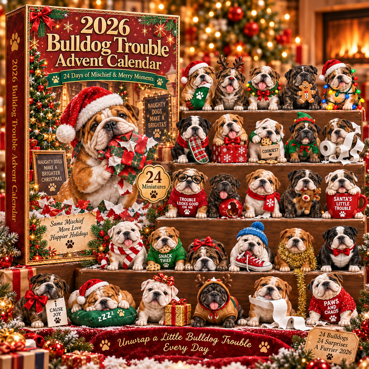 2026 Bulldog Trouble Advent Calendar 24 Days of Bulldog Mischief