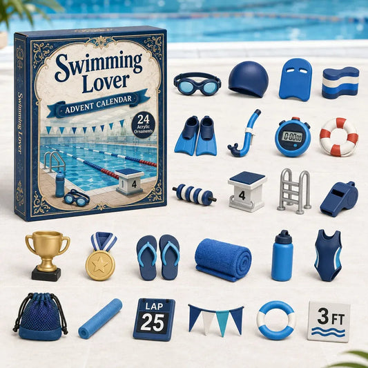 24 Days of Swim-Life Advent Calendar | 24 Swimming-Inspired Acrylic Charms with Hanging Strings & Reusable Keepsake