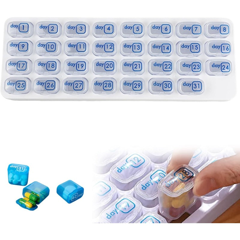 31-Day Pill Organizer Tray Monthly Medication & Vitamin Tracker for Daily Wellness