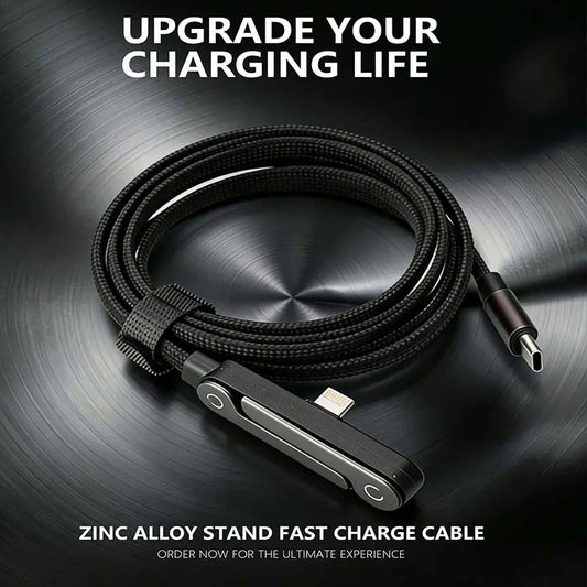 240W Fast Charging Cable with Foldable Phone Stand