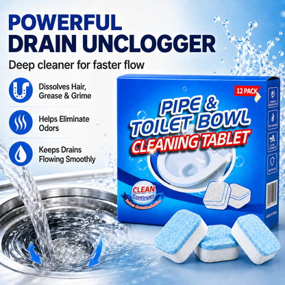 Drain Cleaning Tablets 12 Pack For Sinks, Showers & Washing Machines