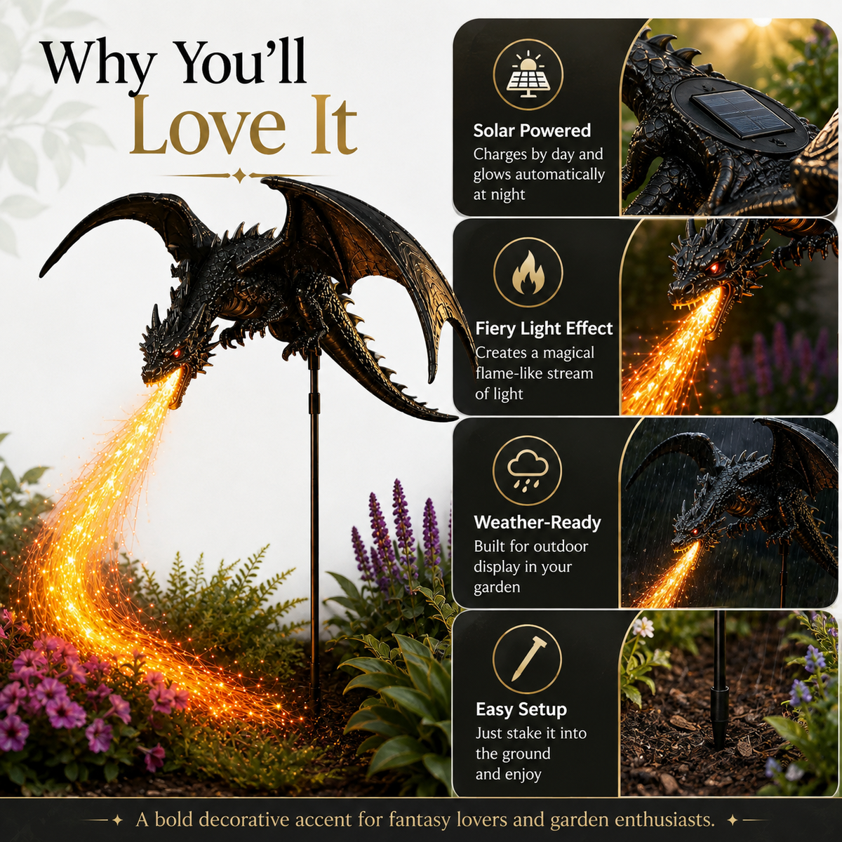 2027 Fellime Dragon s Ember Solar Garden Decor