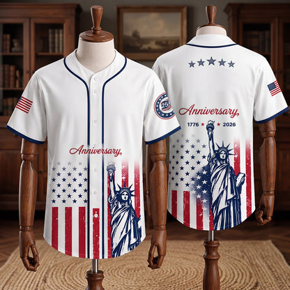 USA 250th Anniversary All-Over Print Patriotic Baseball Jersey