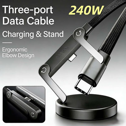 Invisible Holder Charger Cable with Stand, super fast charging 2-in-1 Fast Charging Cord & Phone Stand for Gaming