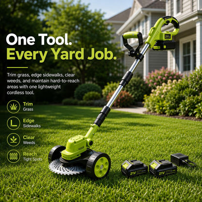 21V Cordless 3-in-1 Grass Trimmer, Edger & Mini Mower