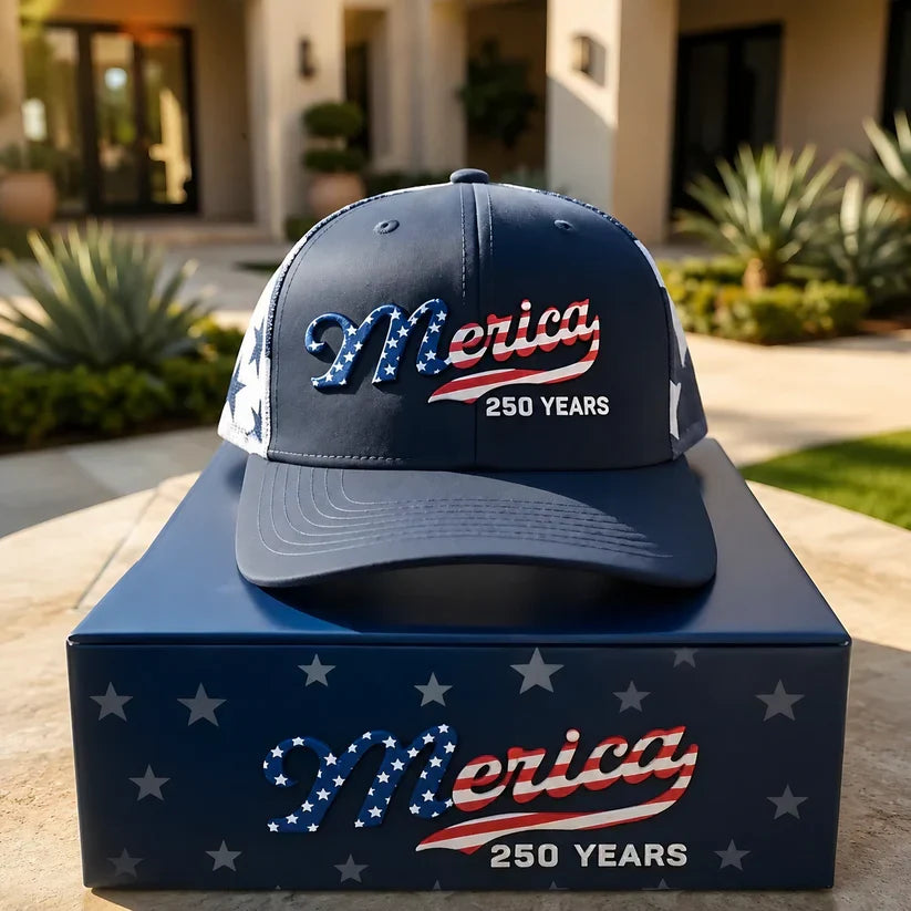 Merica 250 Years Embroidered Mesh Back Trucker Hat