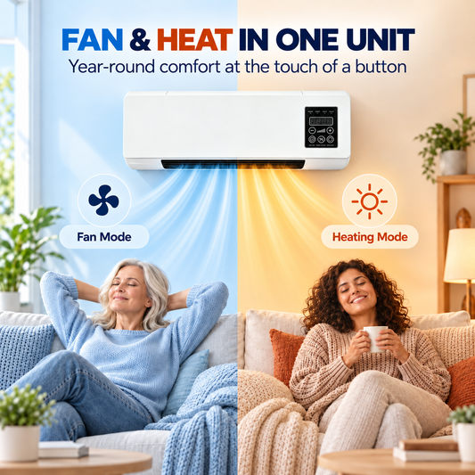 2-in-1 Wall-Mounted Cooling & Heating Unit Remote Control