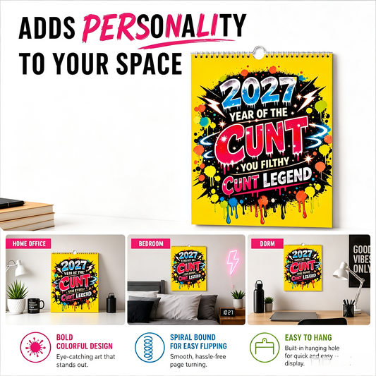 2027 Year of the Cunt Wall Calendar Bold Graffiti Humor Calendar