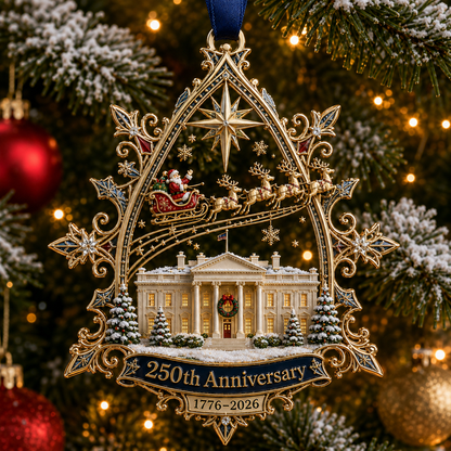 250th Anniversary: Santa Flying Over the White House on a Snowy Night