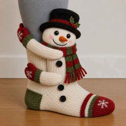 3D Hugging Christmas Socks Cute Knit Holiday Socks 5 Designs