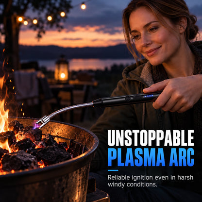 Universal 360-Degree Flexible Pulse Arc Lighter with LED Battery Indicator and Windproof Design