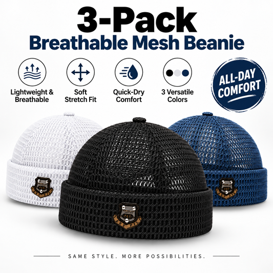 3-Pack Unisex Lightweight Mesh Beanies Breathable Summer Skull Caps