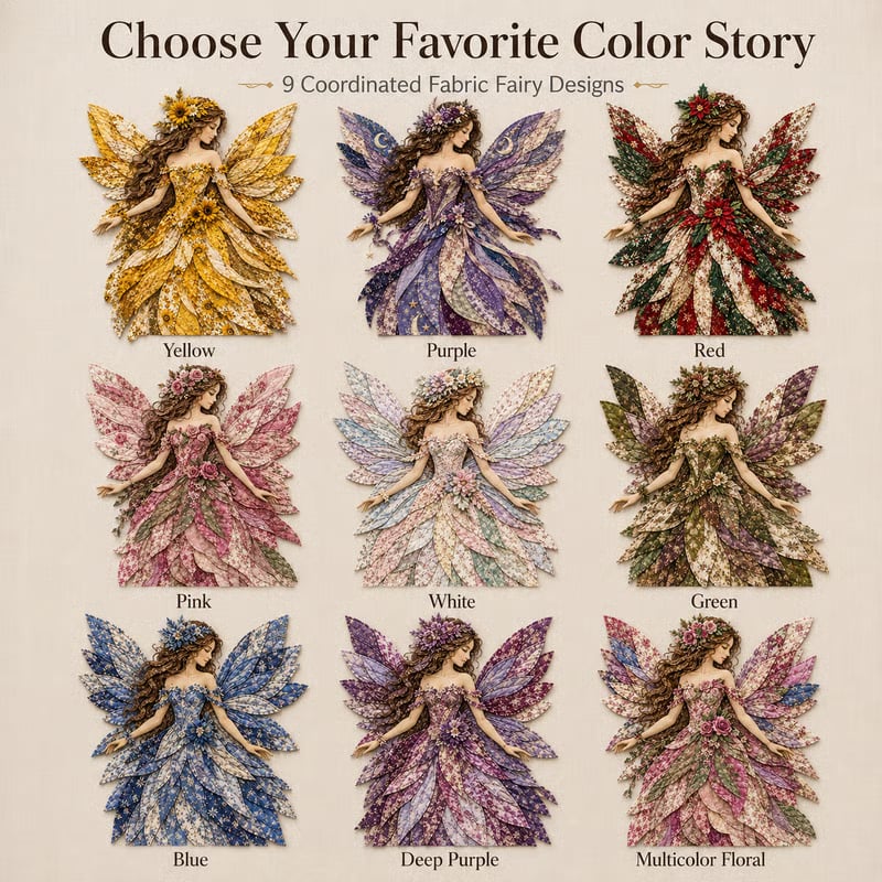Premium Fairy Patchwork DIY Kit | High-Quality Layered Fabric with Floral Wings DIY Handmade Fantasy Wall Decor