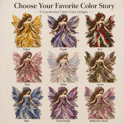 Premium Fairy Patchwork DIY Kit | High-Quality Layered Fabric with Floral Wings DIY Handmade Fantasy Wall Decor