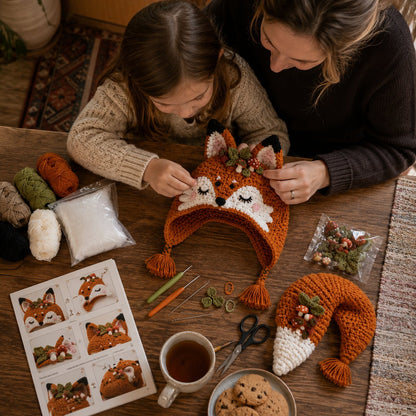 Fantasy Hood Hat DIY Crochet Kit | Premium Soft Yarn Materials with Step-by-Step Guide DIY Handmade Wearable Character