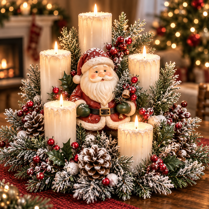 Christmas Santa Table Centerpiece Festive Winter Holiday Decor