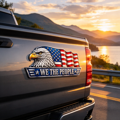 'WE THE PEOPLE' Eagle & Flag Metal Car Emblem | A Statement of American Pride