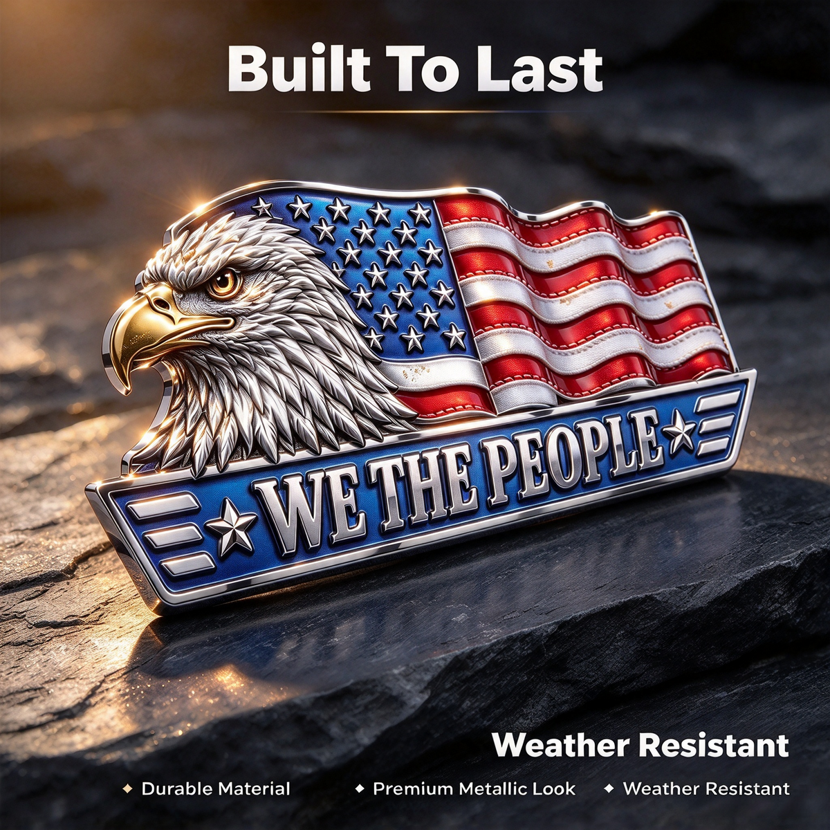 'WE THE PEOPLE' Eagle & Flag Metal Car Emblem | A Statement of American Pride