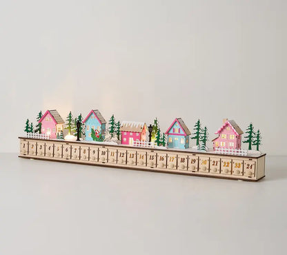 Wooden Village Advent Calendar With Led Glow