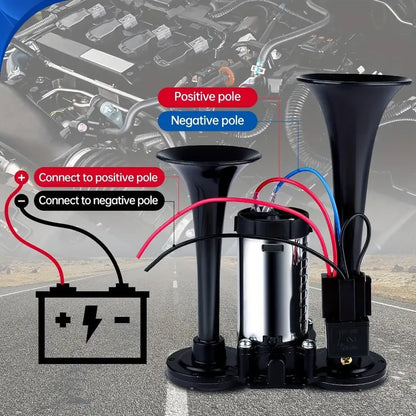 2026 Upgraded 12V 130DB Air Horn Dual Horn, Horn Kit with Air Compressor