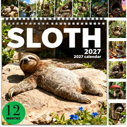 2027 Sloths Wall Calendar 12 Months of Cute Sloths & Relaxing Nature Moments