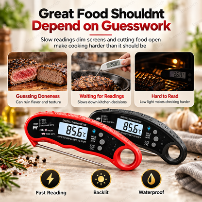 Foldable Digital Food Thermometer - Fast Reading Instant Meat Thermometer