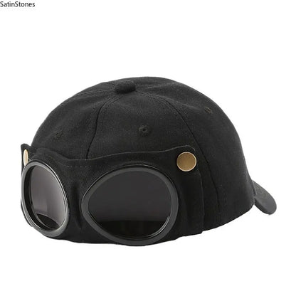 Men's Retro Pilot Baseball Cap Glasses-Ready Statement Style
