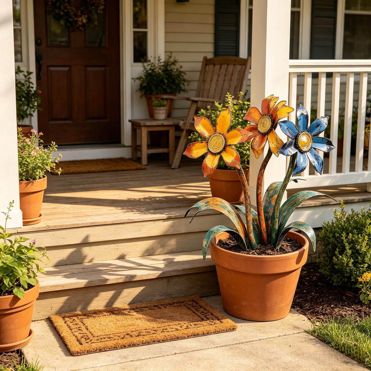 2026 Mother's Day Gifts -- Handcrafted Rustic Metal Flower Garden Stakes