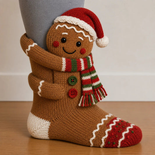 3D Hugging Christmas Socks Cute Knit Holiday Socks 5 Designs