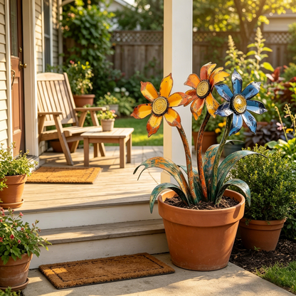 2026 Mother's Day Gifts -- Handcrafted Rustic Metal Flower Garden Stakes