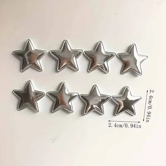 10 Pcs Silver Star-Shaped Decorative Fridge Magnets
