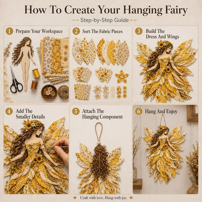 Premium Fairy Patchwork DIY Kit | High-Quality Layered Fabric with Floral Wings DIY Handmade Fantasy Wall Decor