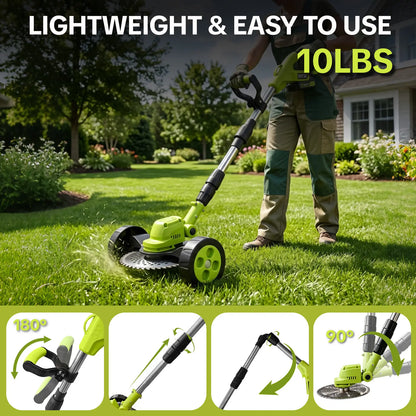 3-in-1 Cordless Lawn Mower | Lightweight Grass Trimmer & Edger | 2 21V Batteries Included