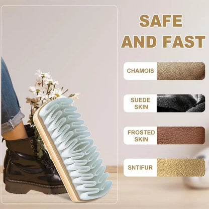 2-in-1 Suede Shoe Brush TPR Crepe Bristles for Nubuck, Boots, Jackets & Leather Care