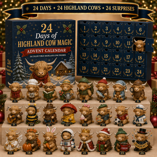 24 Days of Highland Cow Magic Advent Calendar 24 Collectible Christmas Cow Surprises