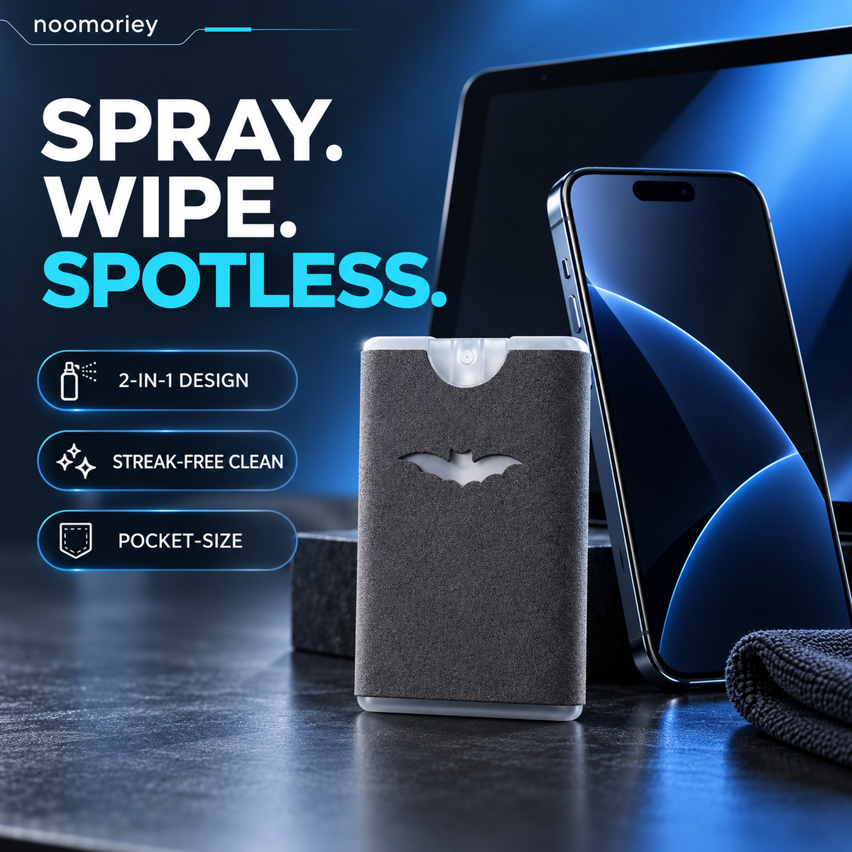 2-in-1 Portable Screen Cleaner Spray & Microfiber Cloth