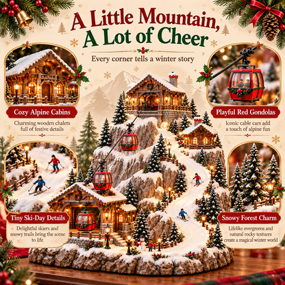 Alpine Christmas Ski Village Festive Mountain Holiday Display