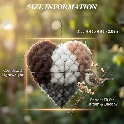 Handmade Alpaca Fiber Bird Nesting Heart