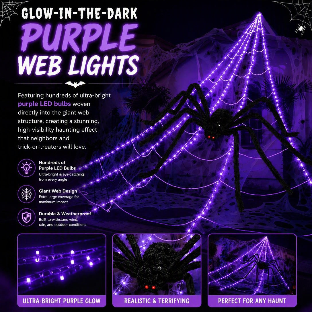 Halloween Sellers Halloween glowing spider web lights
