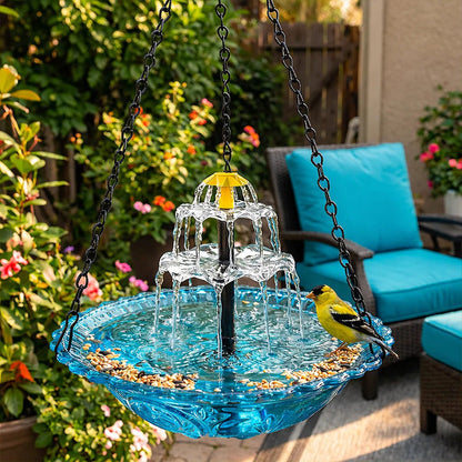 Year --Solar Cascade Hanging Bird Bath Fountain