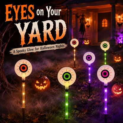 Solar-Powered Halloween Eyeball Yard Lights 6-Piece Glowing Stake Set