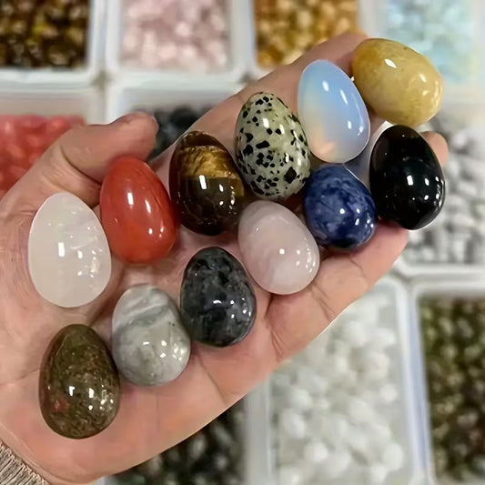 10Pcs Easter Egg Stones | Crystal Polished Gemstone Eggs | DIY Home Decor Accents
