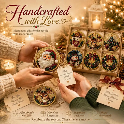 6Pcs/12Pcs Christmas DIY Diamond Painting Ornaments Kit, Xmas Tree Hanging Pendant