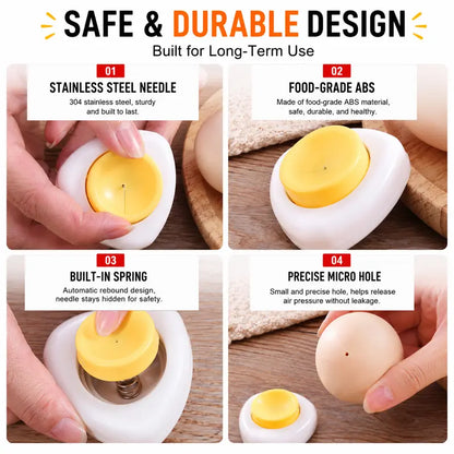 2-Pack Egg Piercer One-Press Stainless Steel Egg Pricker for Perfect Hard-Boiled Eggs