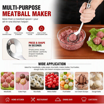 304 Stainless Steel Meatball Scoop Ball Maker, Easy Grip Kitchen Tool for Meatballs, Fish Balls & Dough