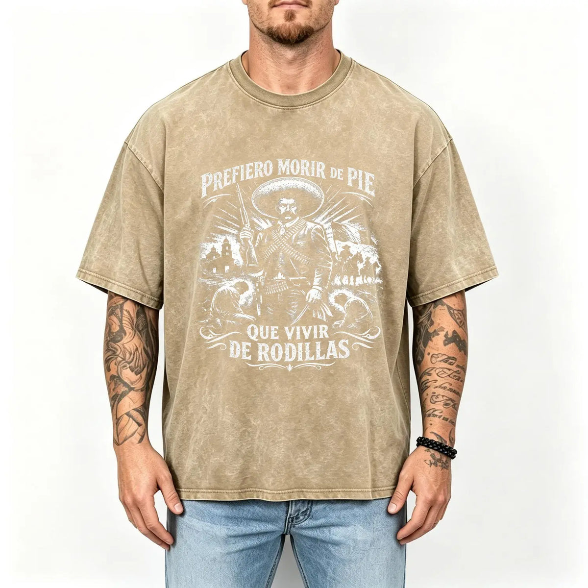 Emiliano Zapata Graphic Tee 100% Cotton Oversized Vintage-Style T-Shirt