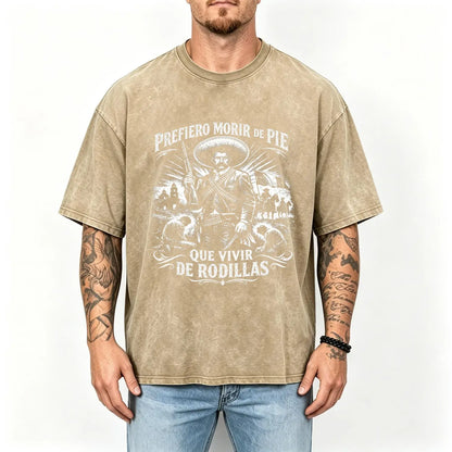 Emiliano Zapata Graphic Tee 100% Cotton Oversized Vintage-Style T-Shirt
