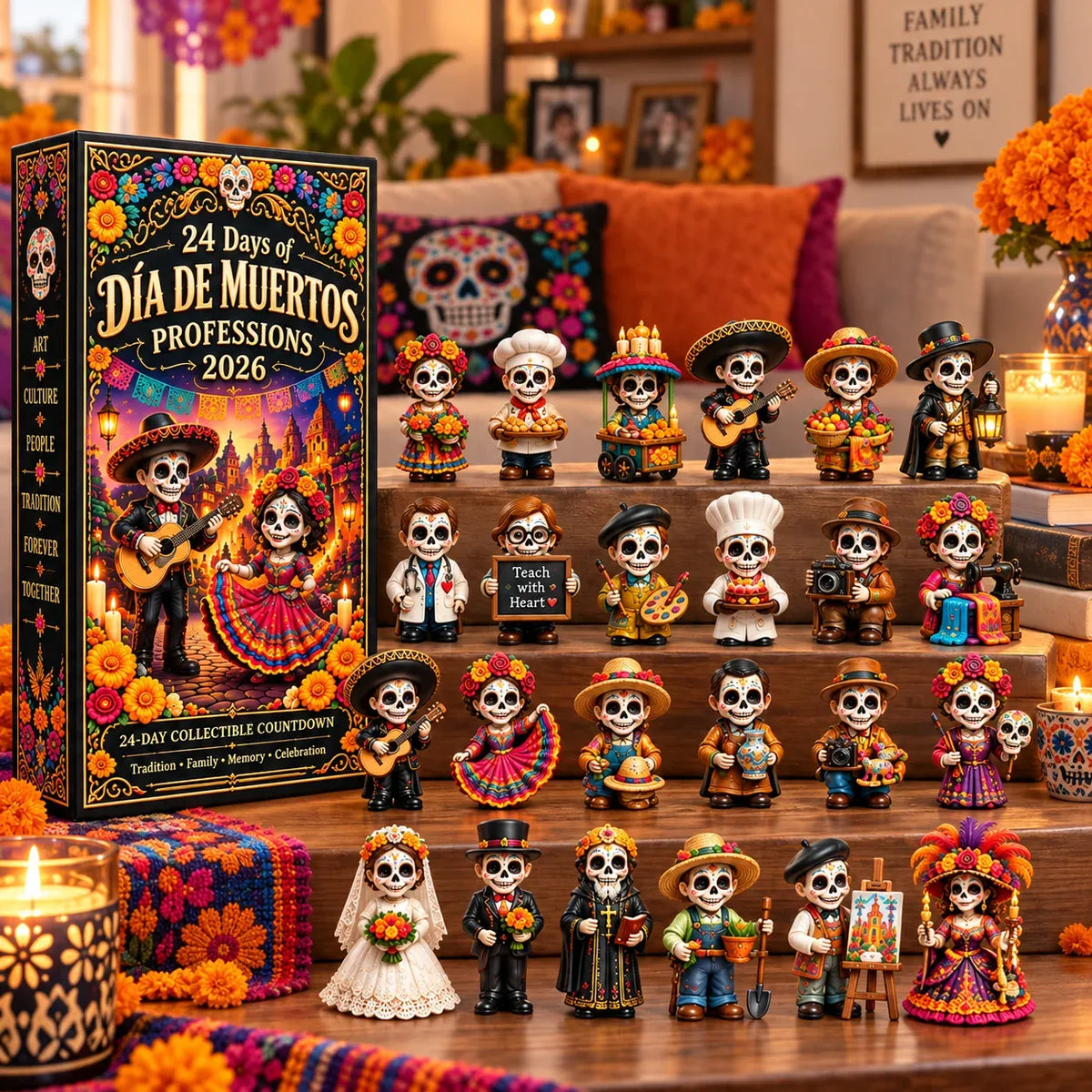 24 Days of D a de Muertos Professions Advent Calendar 2026 24 Unique Calavera Collectible Figures