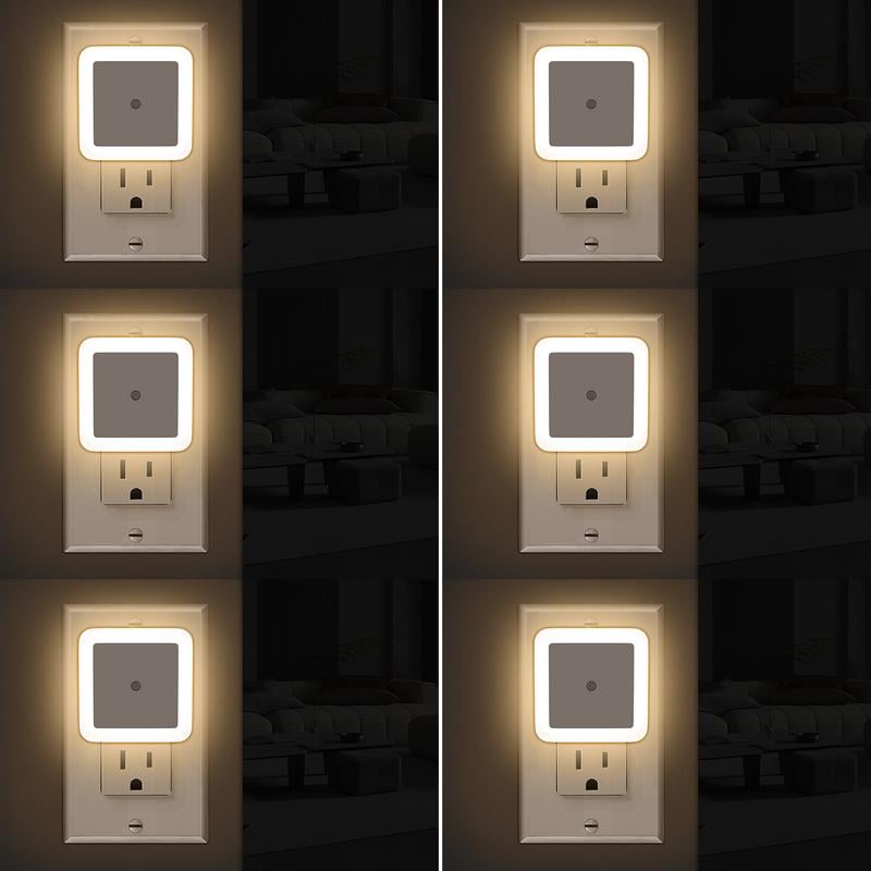 6-Pack Dusk-to-Dawn LED Night Lights (Warm White, Plug-In)