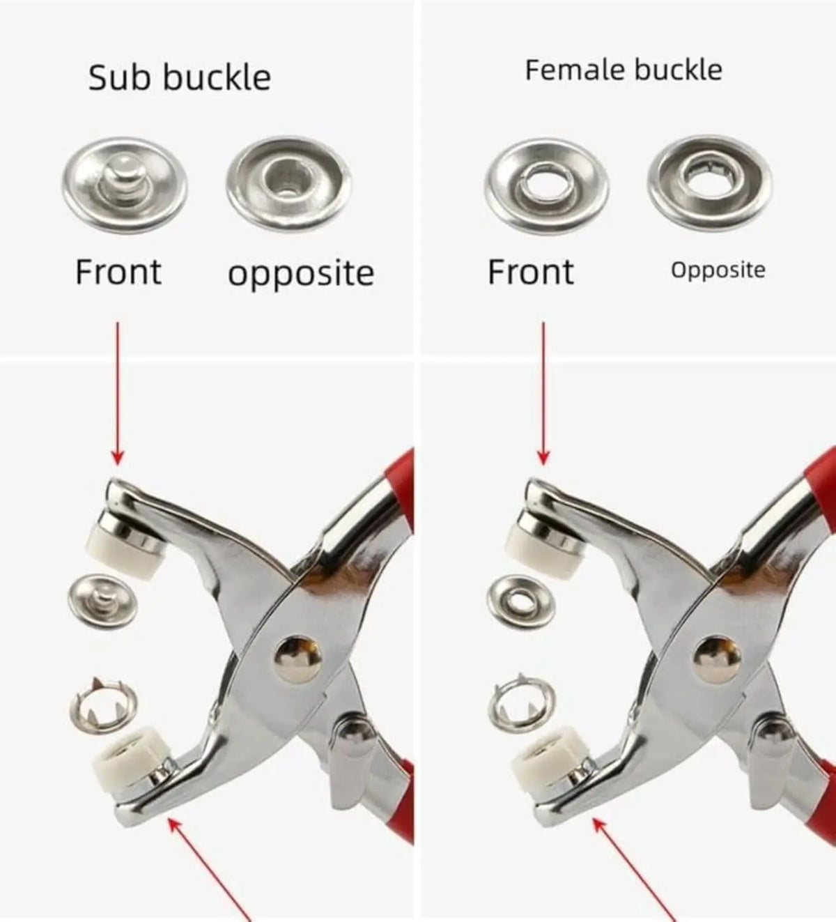 100 pcs Invisible Colored Metal Buckle & Manual Pressure Pliers Kit